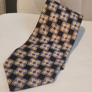 Jos A Bank Signature‎ Gold Silk Tie Black Gold Limited Edition 59x4 Professional